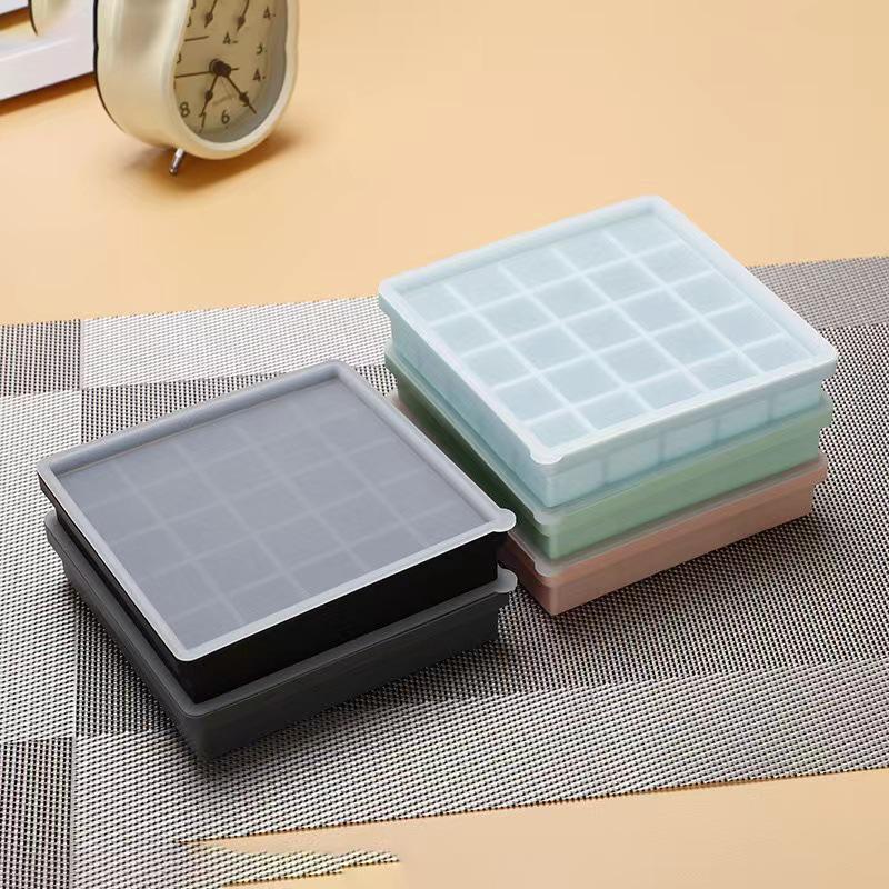 25-Grid Silicone Ice Cube Tray - Square Ice Mold for Freezer and Storage