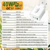 USB C Charger 40W Mobile Phone Type-C PD Fast Charging High Speed Quick Charge 3.0 Wall Adapter Multiple Ports for iPhone Xiaomi
