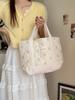Stylish Canvas Tote Bag With Floral Patchwork Design For Casual Shopping And Commuting