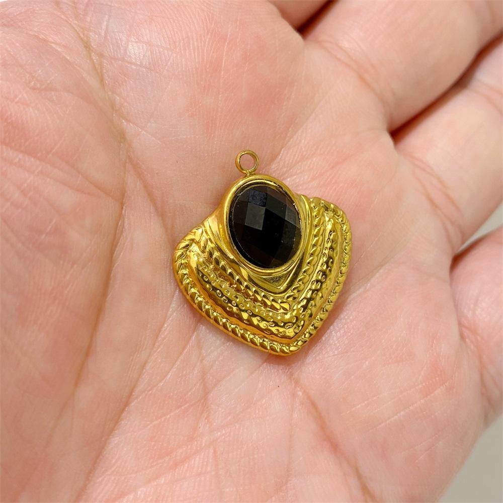 2pcs Natural Stone Geometric Shape Pendants Inlaid Gem Stone Charms 1pc DIY Woman Necklace Jewelry Wholesale