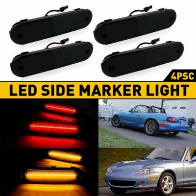 FOR MAZDA MX-5 MIATA LED 1990-05 Smoked Bumper Side Light Marker Front Rear 4pcs