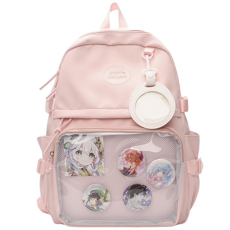 

Студенческий рюкзак Рюкзак для старшеклассника Рюкзак для девочки-подростка Студенческий повседневный рюкзак Милый рюкзак с принтом no badge card розовый