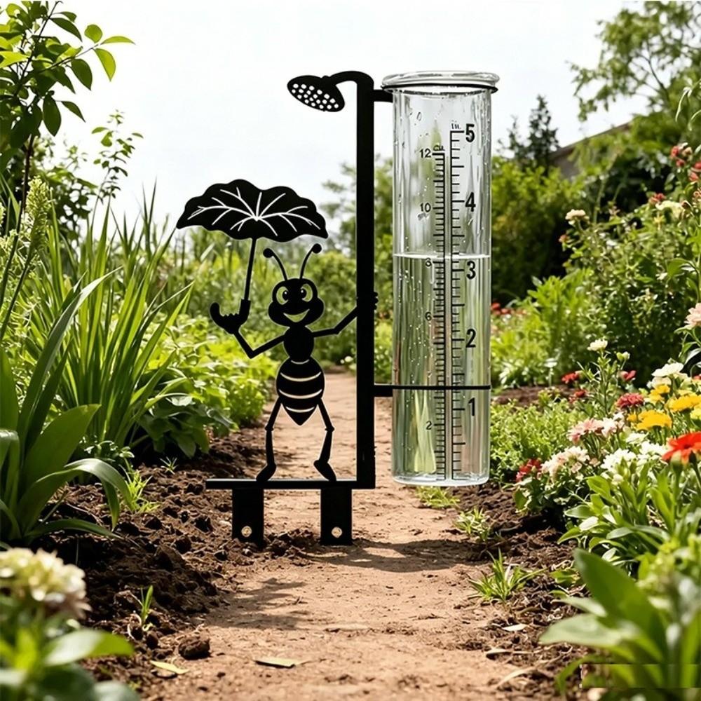 Dual Scale Outdoor Rain Gauge Clear Tube Decorative Rain Gauge New Rainfall Gauge Patio Planter