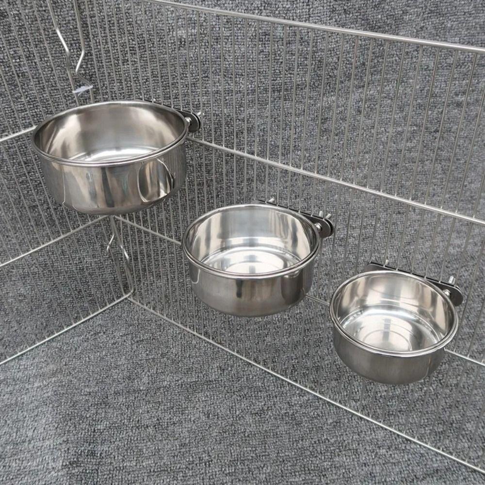 with Clamp Holder Bird Bowls Stainless Steel Parrot Food Bowl Parakeet Feeder  Bird Accessories