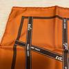 Used HERMES Kare45 Pocket Square Bolduc (Ribbon Pattern) Orange