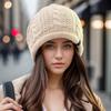 Women's European & American Fashion Wool Slouchy Hat - Warm, Cold-Proof, Versatile for Autumn & Winter, Fits Large Head Circumference