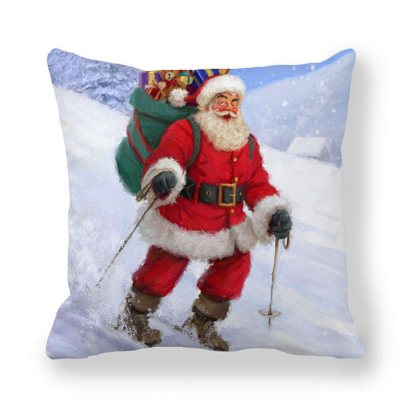 Merry Christmas Decorations Print Cushion Cover Home Living Room Sofa Decoration Square Pillow Cover 45x45cm