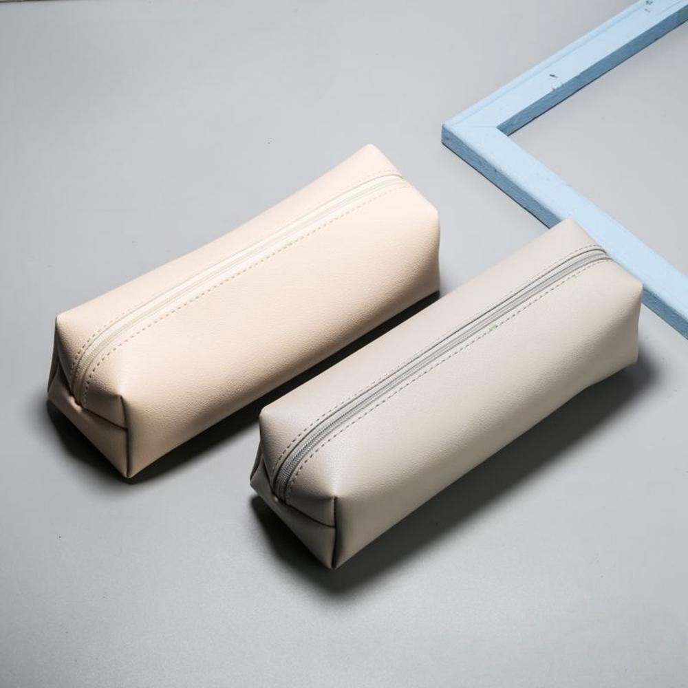 Large Capacity Pen Bag PU Leather Makeup Pencil Case Stationery Holder Storage Box Zipper Pencil Pouch Student School Supplies