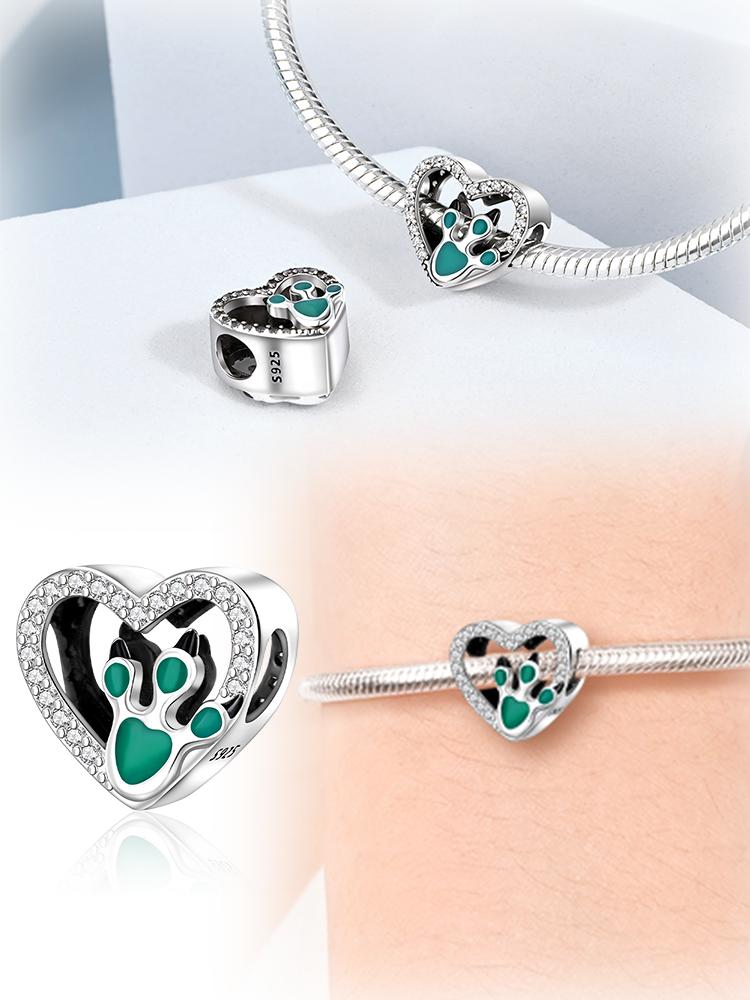 Charms Plata Cute Dinosaur Paw Print Gifts Copper Plated For Charms Copper Plated Original Bracelet For Jewelry Making