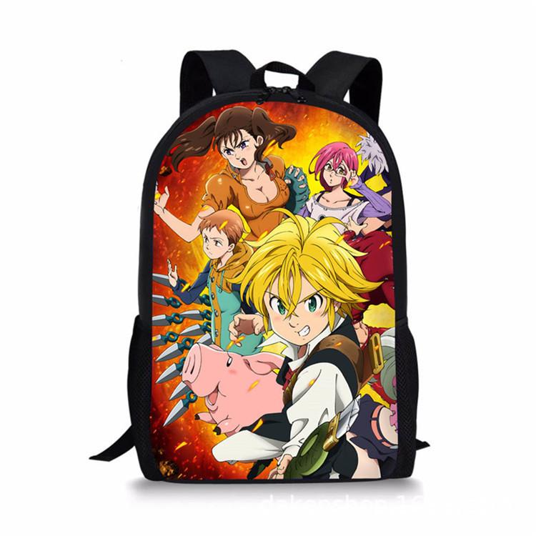 Seven Deadly Sins Cartoon Backpack Unisex Fashionable Travel And School Bag