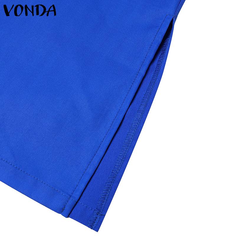 VONDA Zweiteiliges Set für Damen, großes Rundhalsausschnitt, lange Ärmel, bedrucktes Oberteil, einfarbig, lockere Hosen