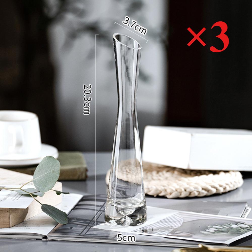 Vaso Trasparente in Vetro Stile Europeo Creativo Bocca Inclinata Artistico Semplice per Piante Idroponiche Fiori Tavolo Decorazione Casa