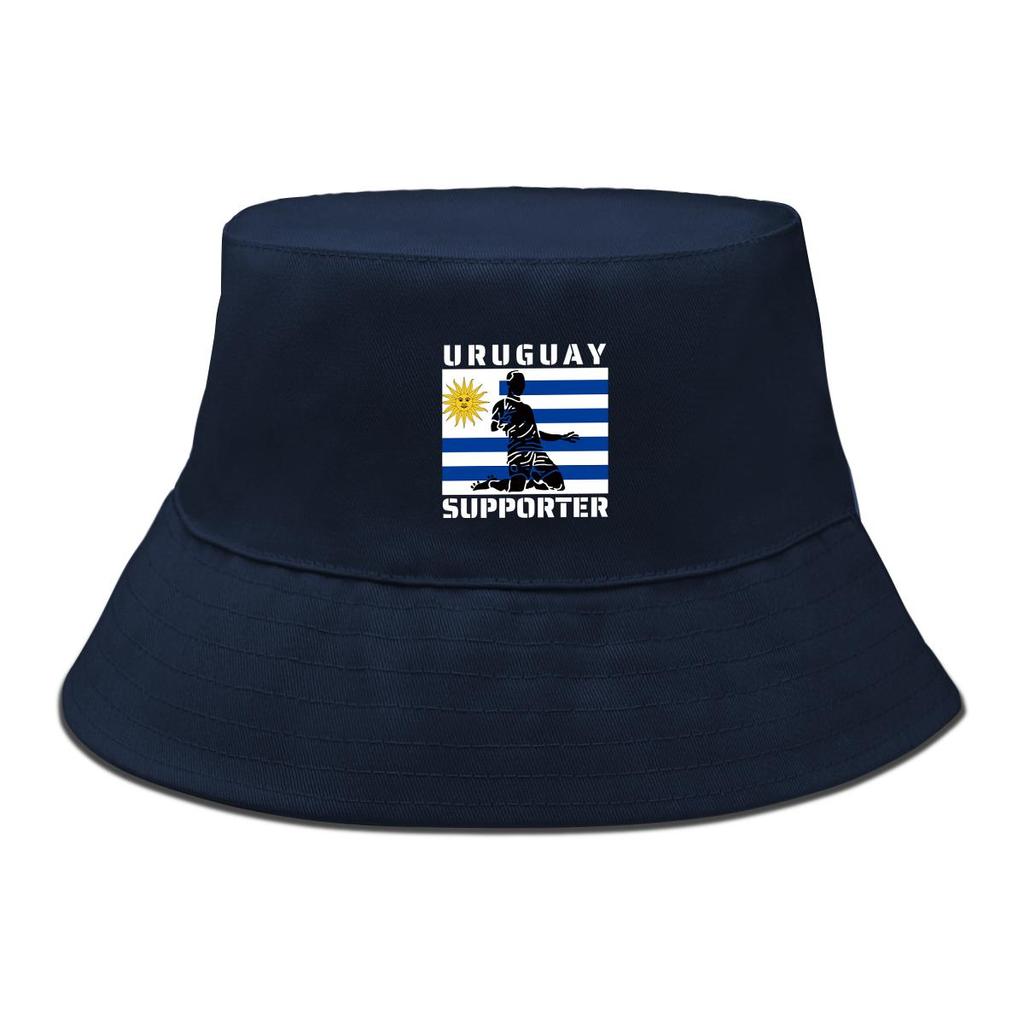 Bucket Hat With Uruguay Flag Football Print , Patriotic Sun Hat Simple Reversible Fit Beach Cap