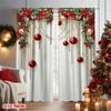 Xmas Ornament Holly Curtains Decor Polyester Holiday Window Home Living Bedroom Light Filtering Set Of 2 Made With Rod Pocket