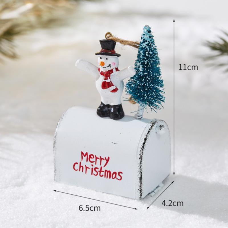 Christmas Wrought Iron Decoration Cottage Mailbox Hanging Decoration Window Display Pendant Home Decoration