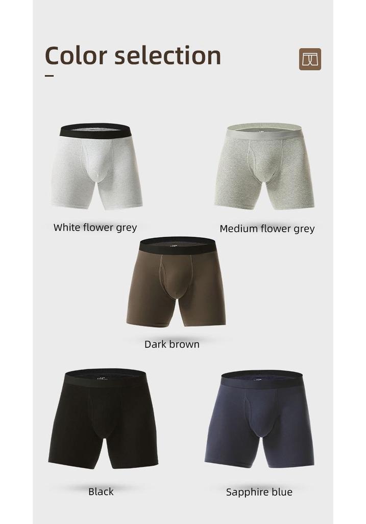 Men's Breathable Cotton Mid-High Waist Boxer Briefs with Side Opening and Anti-Chafing Design for Teens - European and American Style