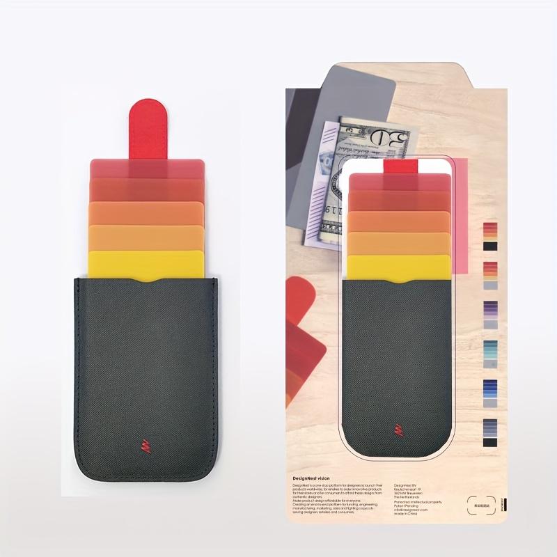 Colorful Gradient Pull-Out Card Holder, Layered Card Holder for 5 Cards, Classic Style, Magnetic Closure, Nylon Material, Hand Washable