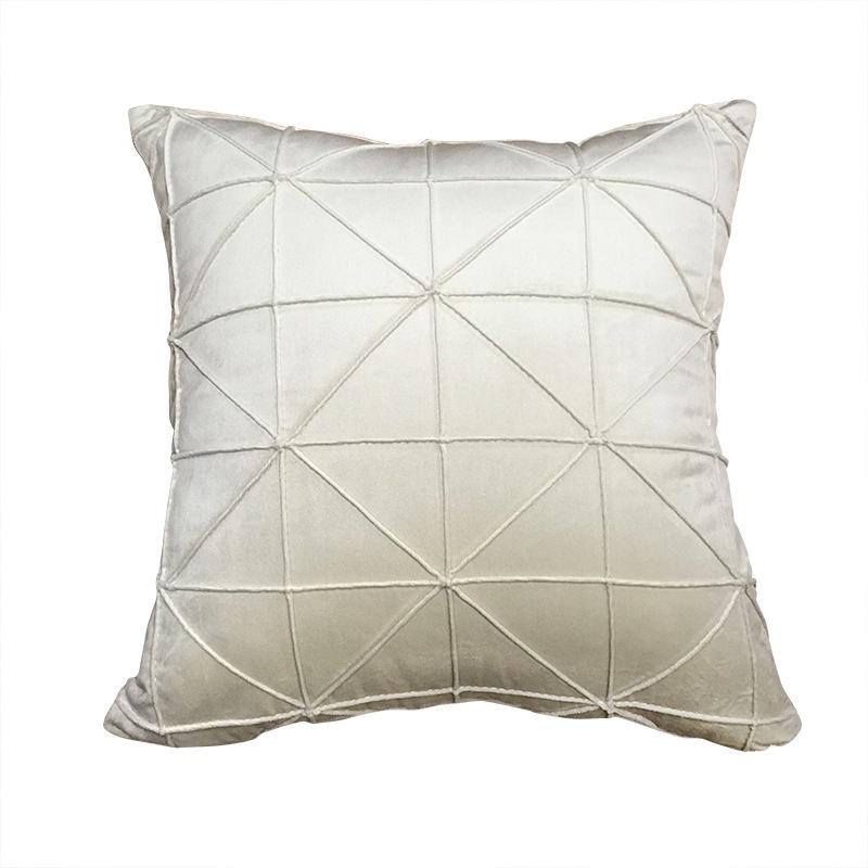 Single Pillow Pillowcase Without 45x45cm Core Dutch Velvet Solid Color Backrest With 3d Line Pleated Beige Grid Sofa Cushion And Pillowcase