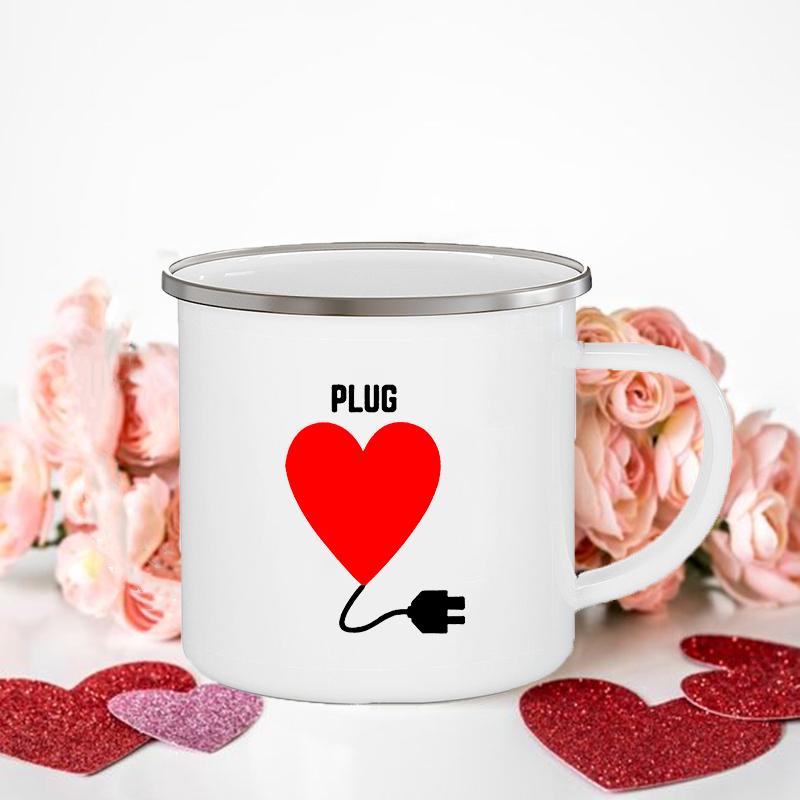 Frau/Herr Richtig Druck Paar Tassen Kreative Kaffeetasse Getränk Dessert Frühstück Milchbecher Emailletassen Henkel Trinkgeschirr Valentinstagsgeschenk
