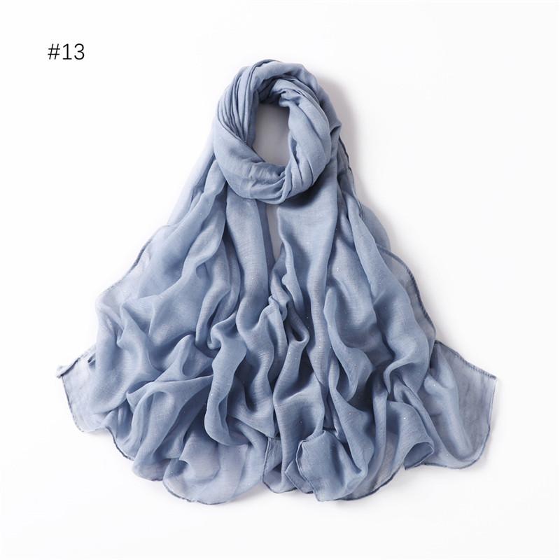 Plain Oversized Shiny Glitter Cotton Viscose Hijab Scarf Lady Solid Shimmer Wraps and Shawls Pashmina Musulman Headband 180*90Cm
