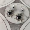 Gothic Retro Sliver Color Flame Sacred Heart Talisman Black Heart Shape Dangle Earrings for Women Hallowmas Party Jewelry Gifts