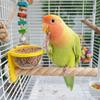 Wear-resistant Bird Cage Feeder Interactive Paw Grinding Bird Feeding Cup Non-slip Parrot Wood Perch Pet Bird Supplies