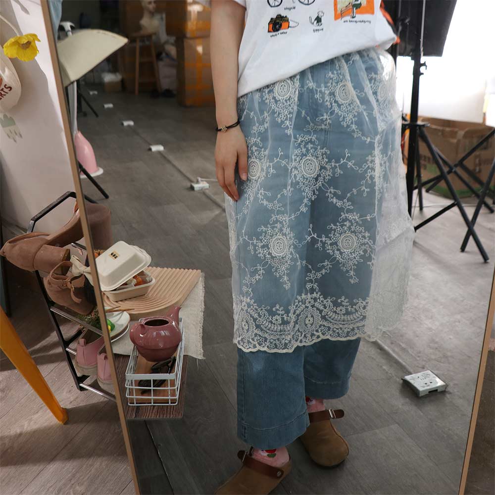 Lange Spitze Unterröcke Slips Süßes Futter Unterrock Damen Netz Unterrock Slips Kleid Mädchen