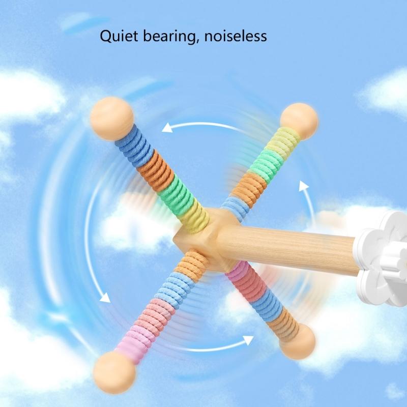 Colorful Rotating Windmills Toy Wood Interactively Bird Stand Parrots Ferris Wheel Toy with Perches Exercise Gym Stand