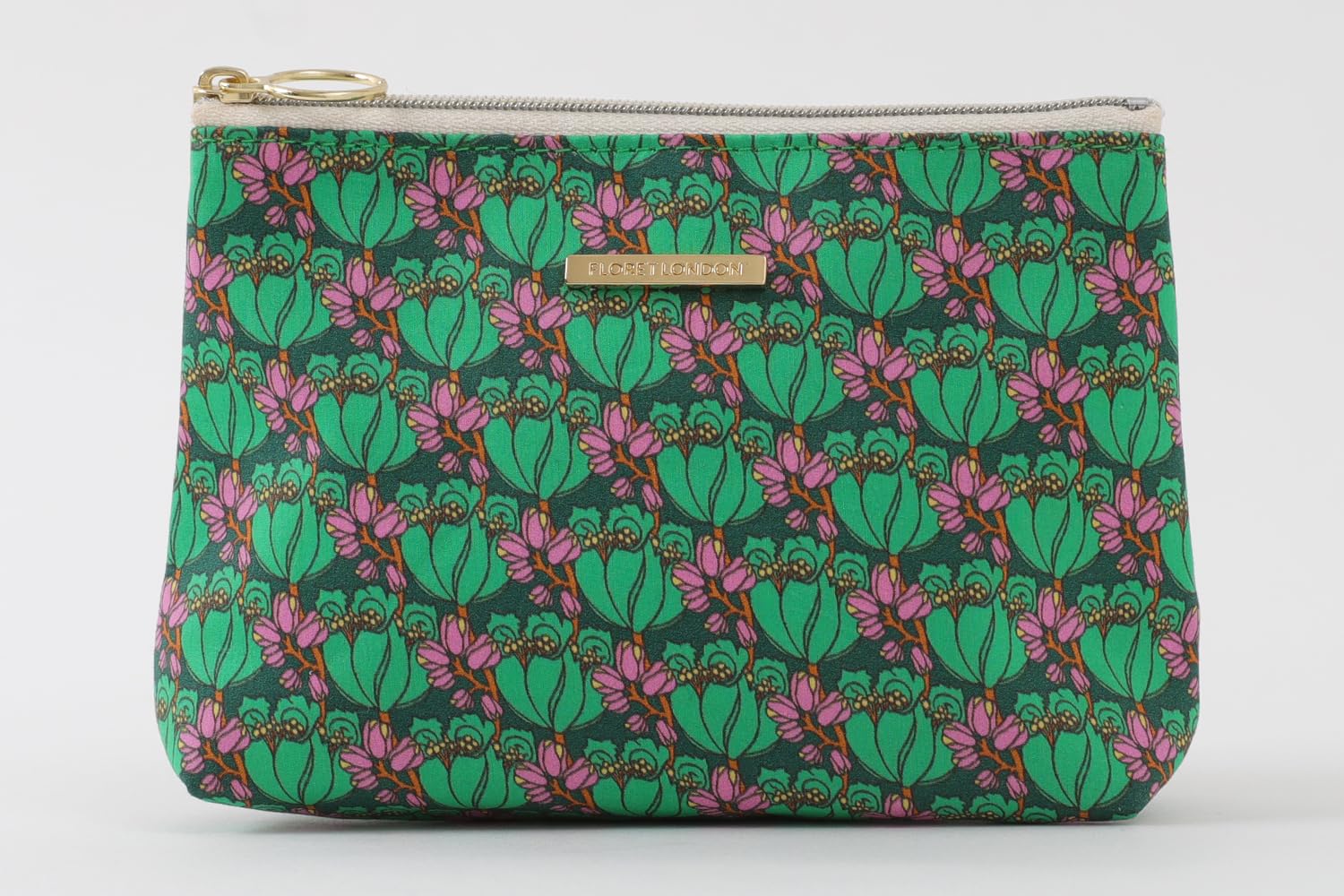DDintex FLORET LONDON BASIC Pouch, Tudor Tulip, Green, 15 x 10.5 x 4.5cm [Liberty Print]