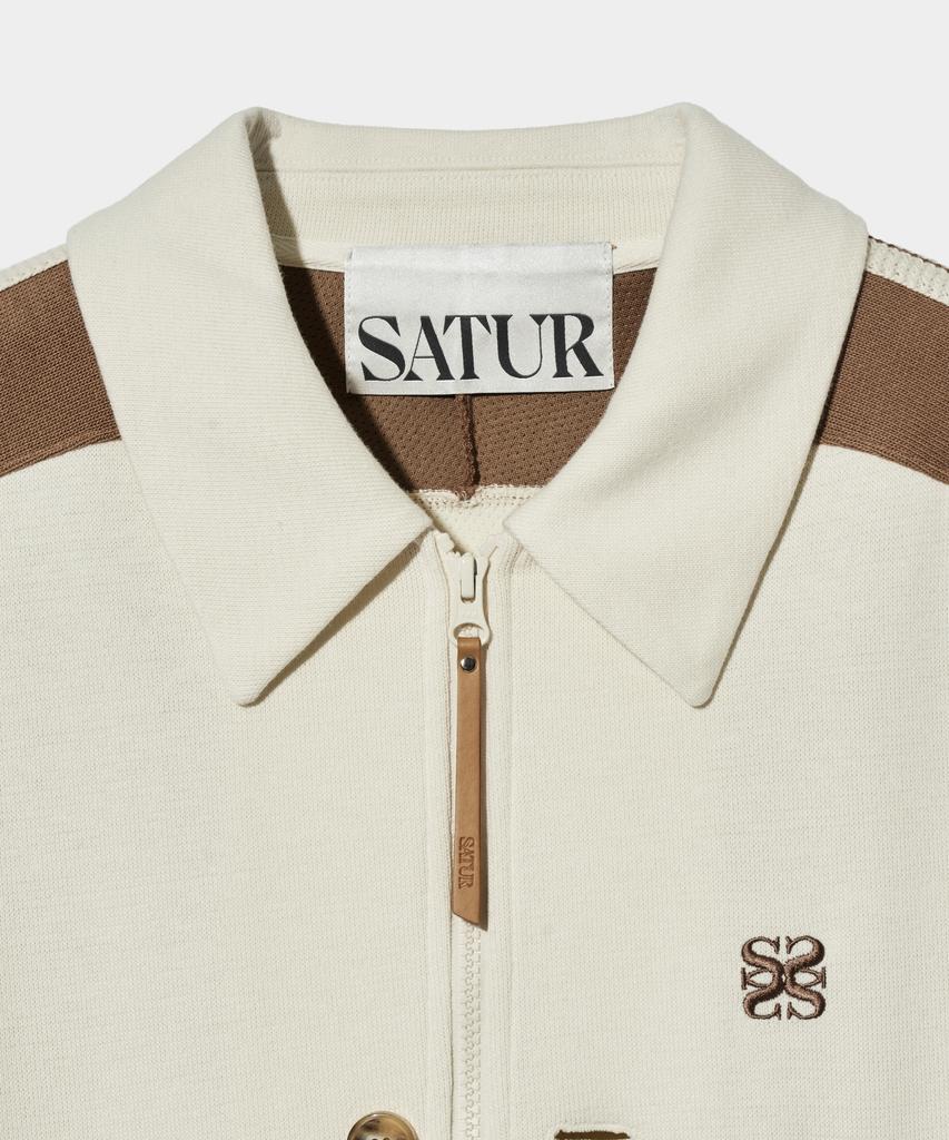 Satur Rawton Collar Track Zip-Up Jacket Resort Cream