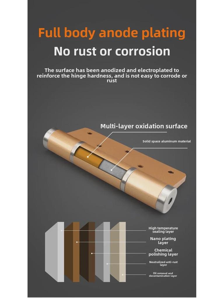 Hydraulic Invisible Door Hinge Closer with Automatic Rebound and Self-Closing Spring