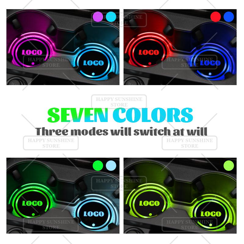 For Volvo S937 Colorful LED For Volvo S60 S90 V70 V60 R Design Logo Car Water Cup Mat Drink Holder Coaster Light Decorative Accessories