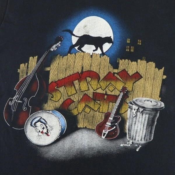 Stray Cats Band 1983 Tour Cotton Black Full Size Unisex Shirt PP2299 Unisex T-Shirt XXL