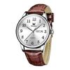 Olevs Watch for Men Popular Business Date Simple Stylish Waterproof Leather Strap Men's Watch Quartz Arabic Numeral Clock Men's Gift Watch for Men