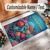 Mermaid Underwater Theme Crystal Velvet Rug Personalized Custom Name Text Soft Floor Mat Home Decor