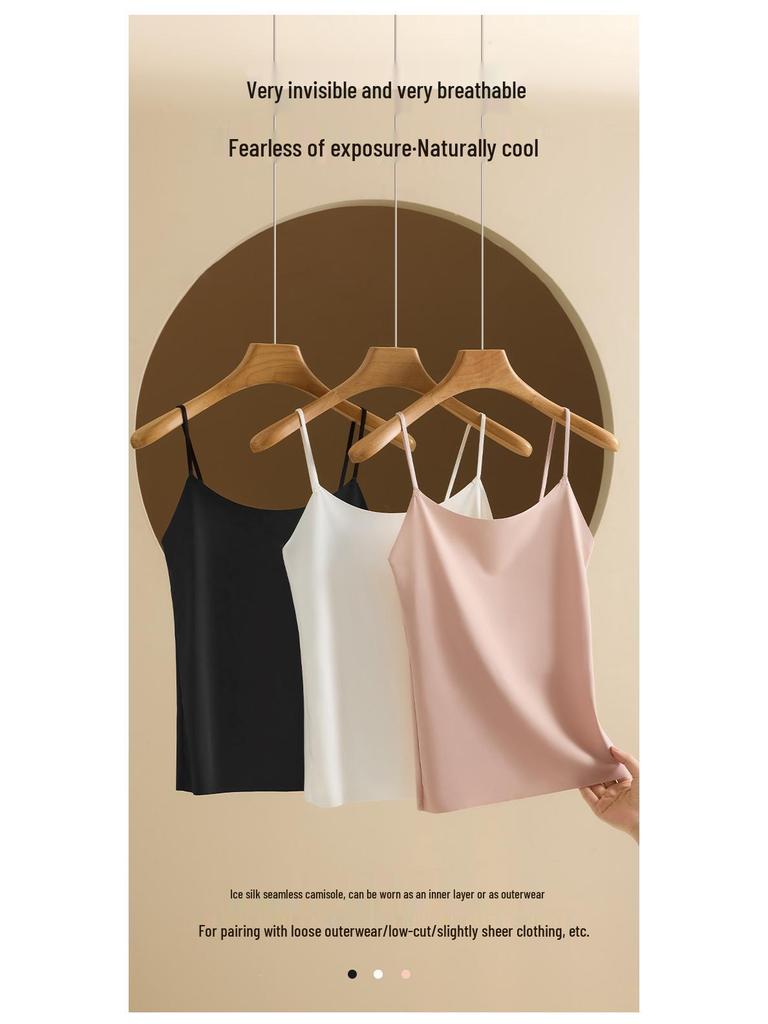 Women's Seamless Summer Ice Silk Camisole - Breathable, Anti-Exposure, Versatile, Slimming, Plus Size Tank Top