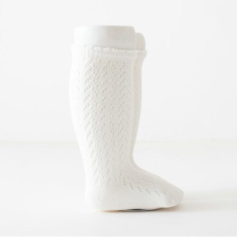 

Однотонные детские носки выше колена, мягкие хлопковые носки для малышей, детские носки с ажурным узором для 0-2 лет XS (0-6M)