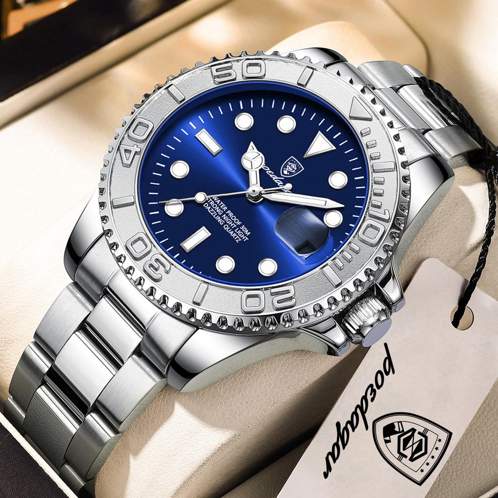 POEDAGAR Top Luxury Male Watch Waterproof Luminous Date Watch Stainless Steel Clock Sport Fashion Quartz Watches