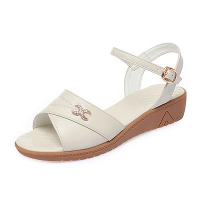 Women's Sandals Wedge Summer Genuine Leather Large Size Ladies Sandals Non-slip Middle-aged Mother Fashion Sandals