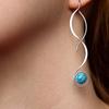 1 Pair, Stylish, Inlaid with Synthetic Turquoise, Simple, Retro Earrings