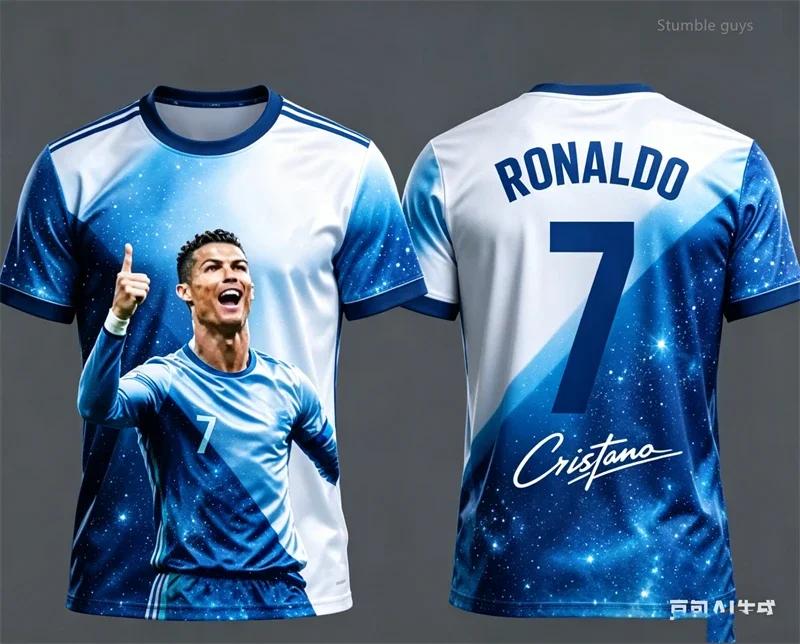 Ronaldo No.7 AI Pattern 3D Print Men's Football T-shirt Oversized Sports Short Sleeve Jersey for Kids Unisex Summer Trend 2026