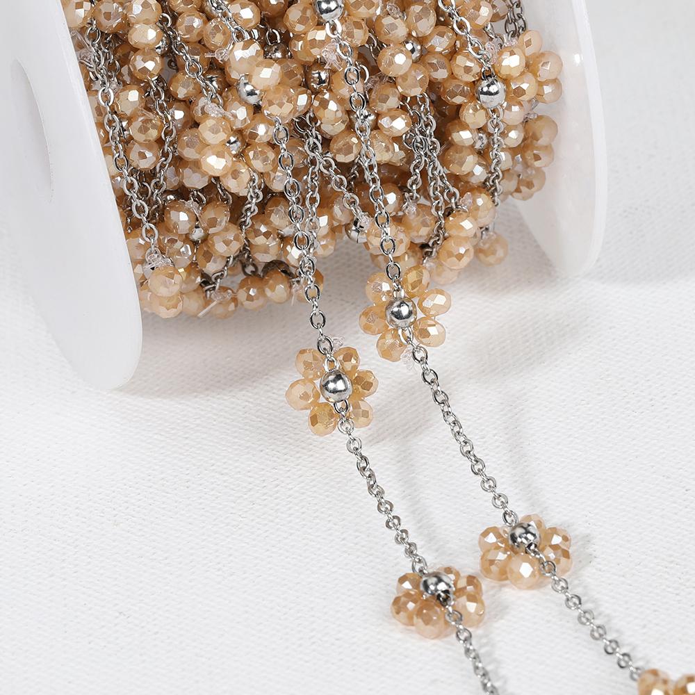 

1Meter Multi Styles Stainless Steel Colorful Flower Satellite Beaded Chains for Jewelry Making DIY Necklace Bracelet Accessories Flower 10mm