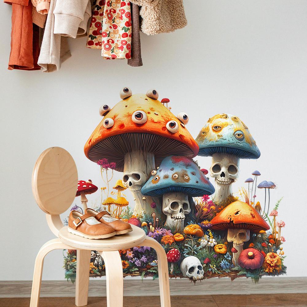 Halloween Scary Mushroom Skull Eye Beads Bedroom Home Decor Wall Stickers