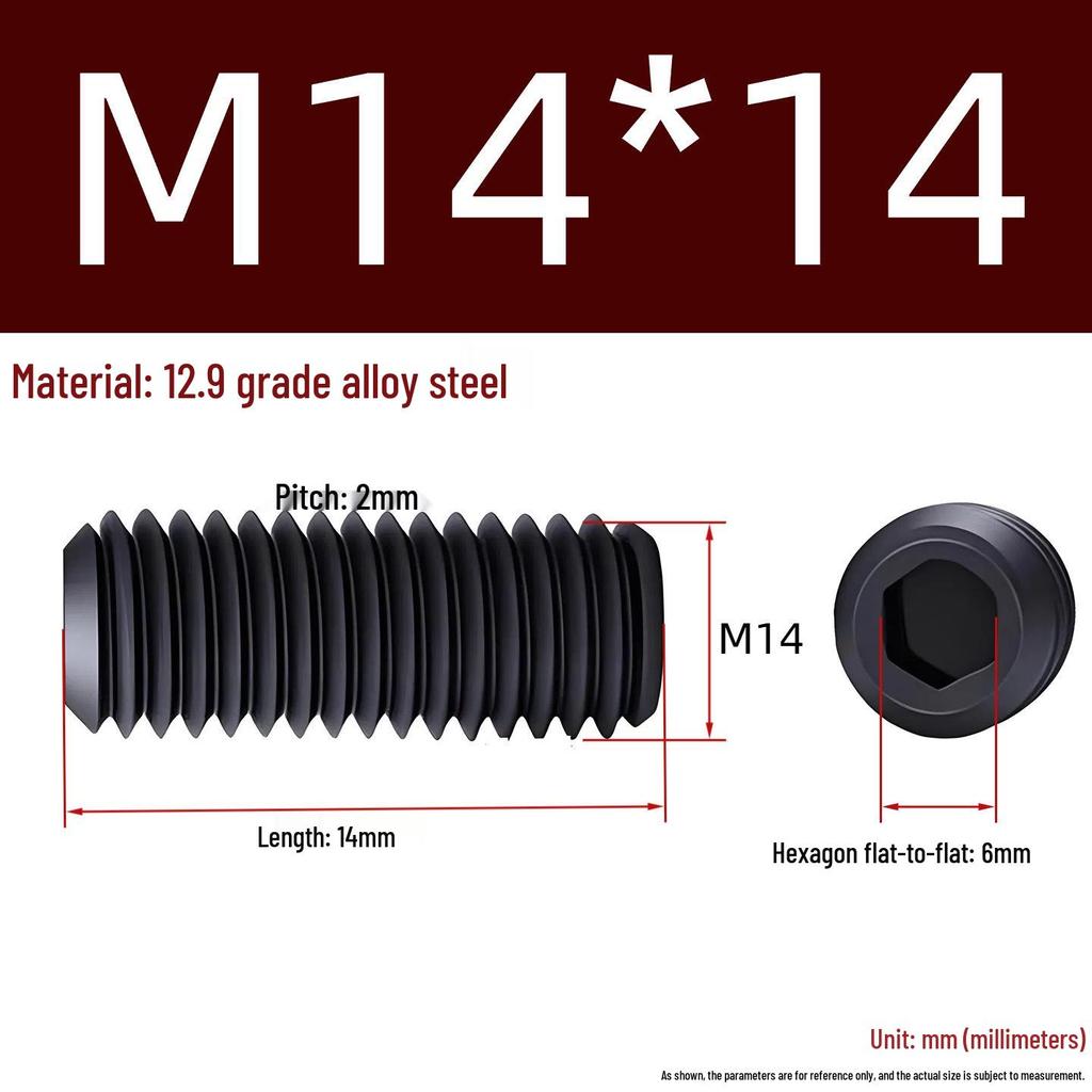 Grade 12.9 Hex Socket Headless Set Screw (M3-M16)