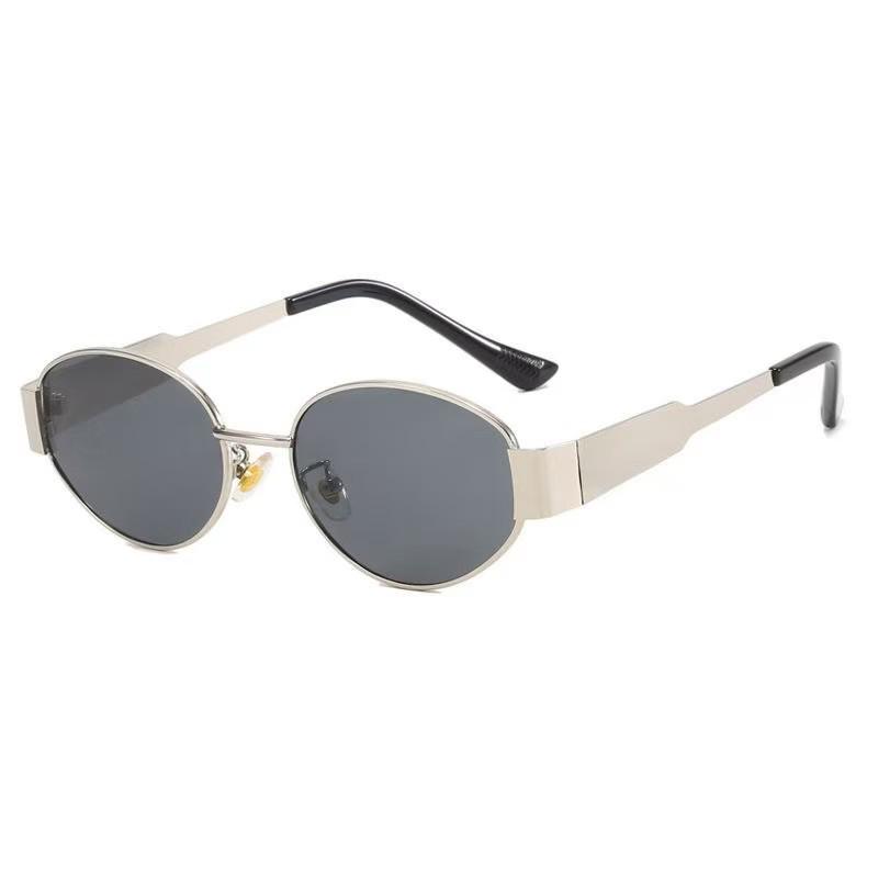 Women s High-End Metal Oval Cat-Eye Sunglasses - Stylish European & American Fashion with Wide Temple