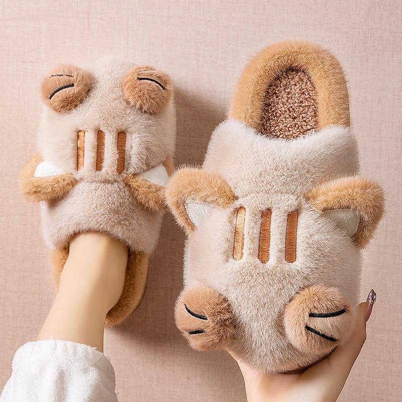 Confinement Cotton Slippers Women's New Autumn and Winter Indoor Home Warmth Velvet Non-slip Cotton Drag Women