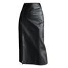 2024 Autumn/Winter High-Waisted PU Leather Bodycon Midi Pencil Skirt