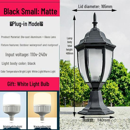 Wasserdichte Außen-Säulenleuchte im europäischen Stil für Zäune und Torpfosten