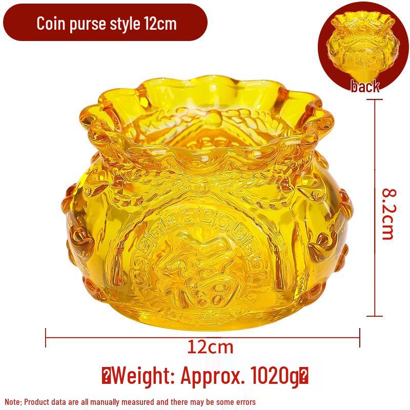 Crystal Treasure Bowl: Glazed Wealth Attraction Decoration for Living Room, Entryway, Shop Opening, and Housewarming Gift