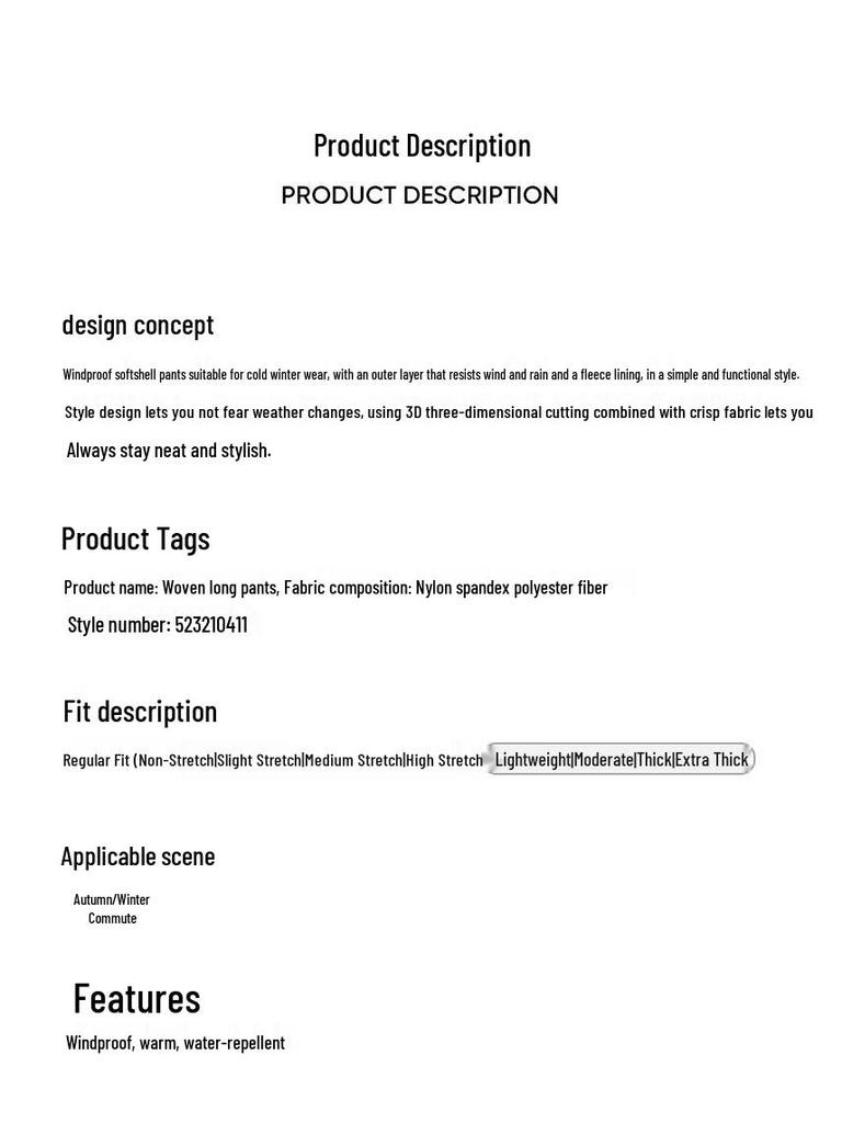 HOTSUIT Woven Casual Pants 523210411